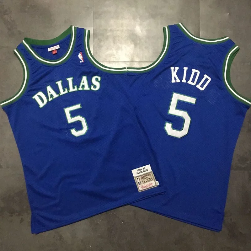 Basketball Jersey With Thumb Holes-Mavericks 5 Jason Kidd Blue 1994-95 Hardwood Classics Basketball Jersey