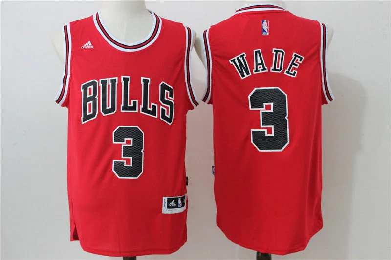 Basketball Jersey With Gold Trim-Bulls 3 Dwyane Wade Red Swingman Basketball Jersey