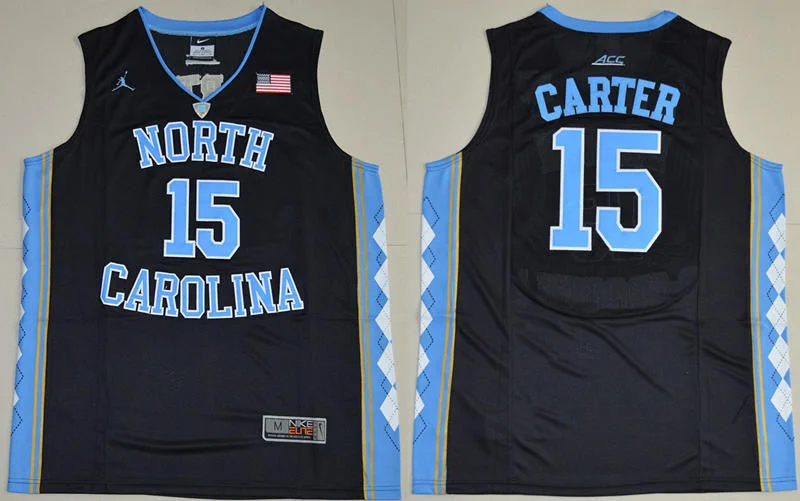 Basketball Jersey With Boxy Shape-North Carolina Tar Heels 15 Vince Carter Black College Basketball Basketball Jersey