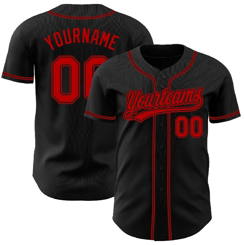 Baseball Jersey For Holidays-Custom Black Red Authentic Baseball Jersey