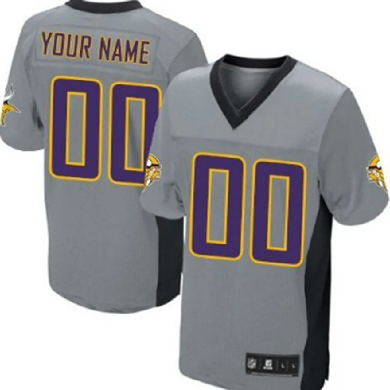 Short Sleeve Football Jersey-Custom MN.Vikings Gray Shadow Elite Jersey Stitched Jerseys Football Jerseys