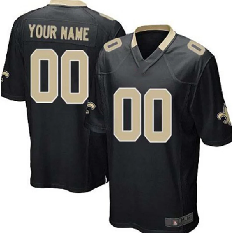 Football Jersey With Black And White Print-Custom NO.Saints Black Game Jersey American Jerseys Stitched Jersey Football Jerseys