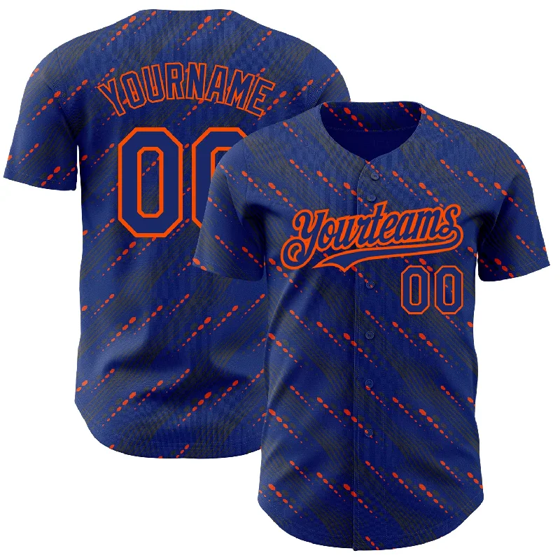 Championship Baseball Jersey-Custom Royal Orange 3D Pattern Design Slant Lines Authentic Baseball Jersey