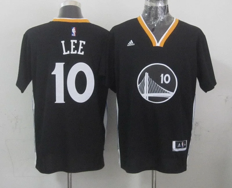 Basketball Jersey With High-End Appeal-Warriors 10 Lee Short Sleeve Black Alternate Basketball Jerseys