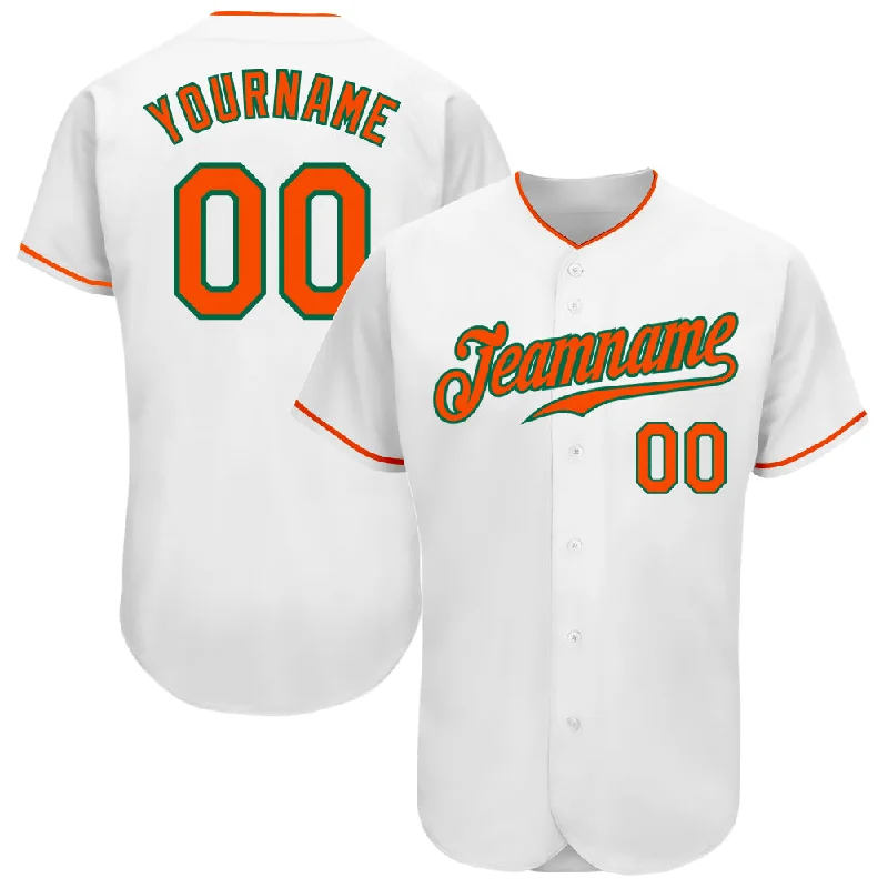 Baseball Jersey For Valentine's Day-Custom White Orange-Kelly Green Authentic Baseball Jersey