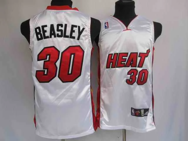 Championship Basketball Jersey-Heat 30 Beasley White Basketball Jerseys