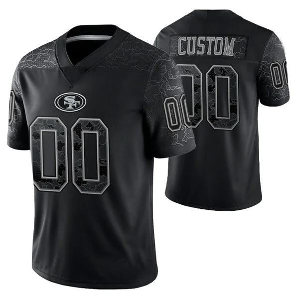 Unisex Football Jersey-Custom SF.49ers ACTIVE PLAYER Black Reflective Limited Stitched Jersey Football Jersey