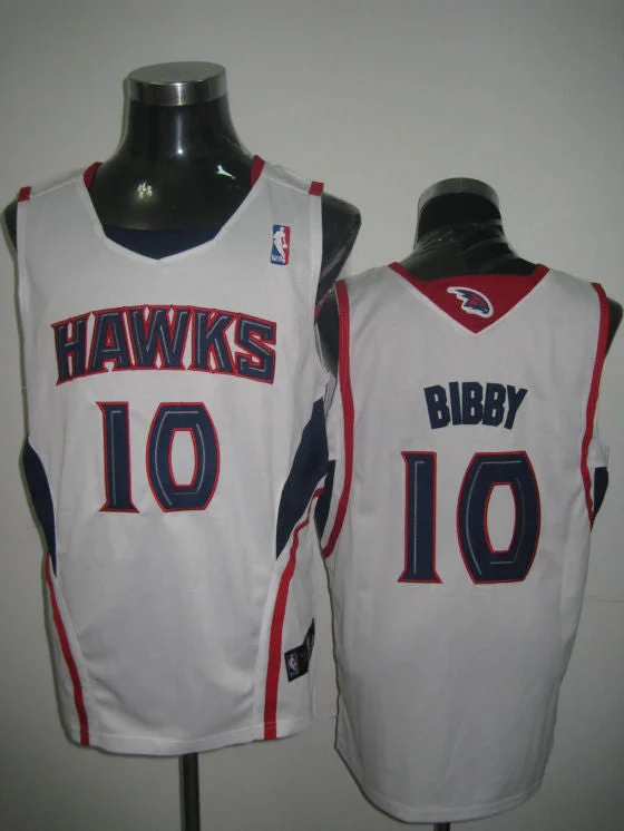 Mesh Basketball Jersey-Hawks 10 Mike Bibby White Basketball Jerseys