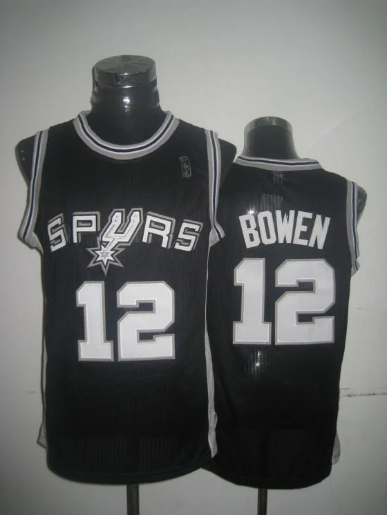 Basketball Jersey With Crop Top Style-Spurs 12 Bowen Black New Revolution 30 Basketball Jerseys