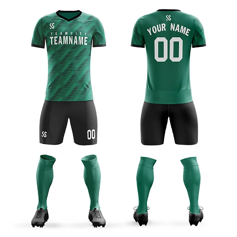 Practice Football Jersey-Custom Green Printing Outdoor Tracksuit Soccer Sets Jersey