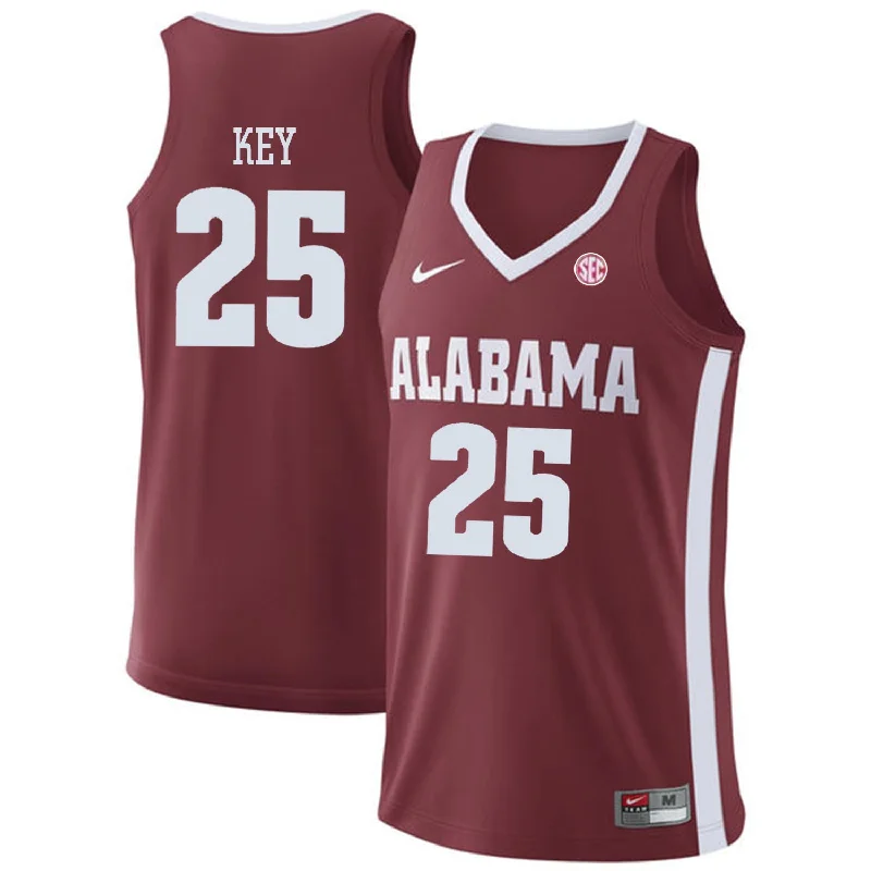 Official Basketball Jersey-Alabama Crimson Tide 25 Braxton Key Red College Basketball Basketball Jersey