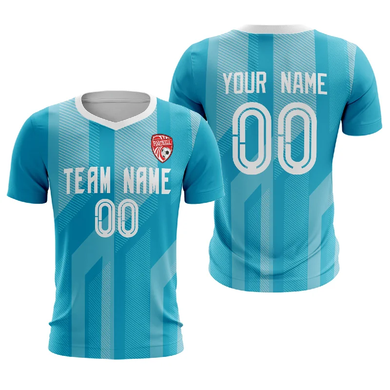 Football Jersey With Retro Fonts-Custom Light Blue White Sport Soccer Tops Jersey