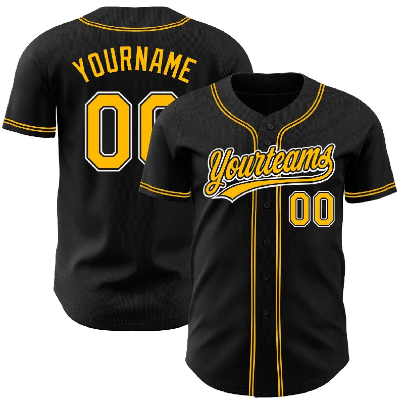 Baseball Jersey For Winter-Custom Black Gold-White Authentic Baseball Jersey