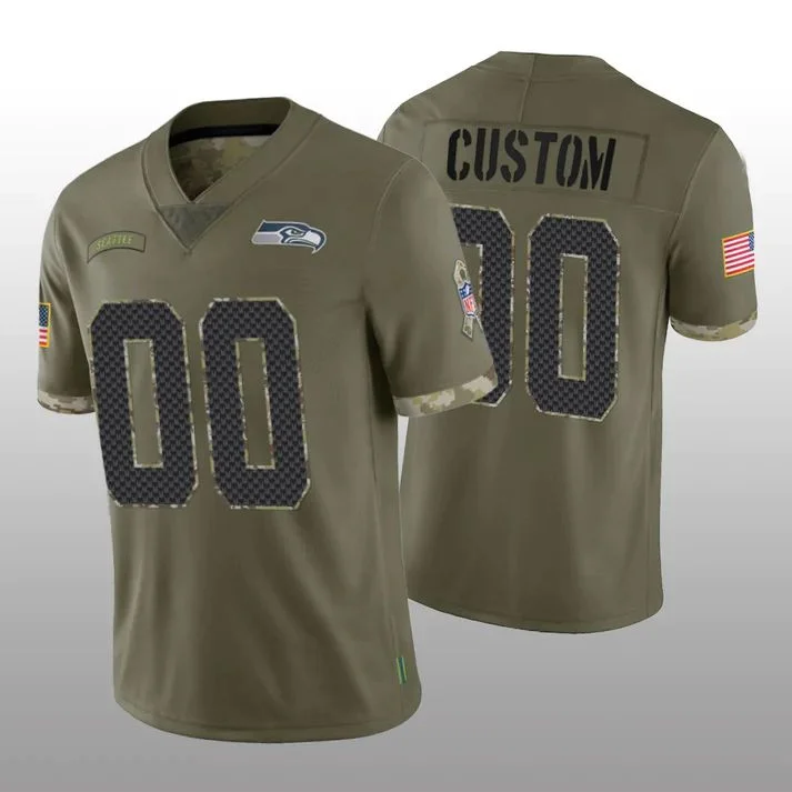 Football Jersey With Stripes-Custom S.Seahawks Stitched Olive 2022 Salute To Service Limited Jersey American Jerseys Stitched Football Jerseys