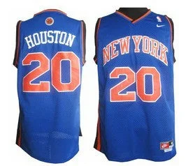 Basketball Jersey With Sponsor Logos-Knicks 20 Allan Houston Blue Basketball Jersey