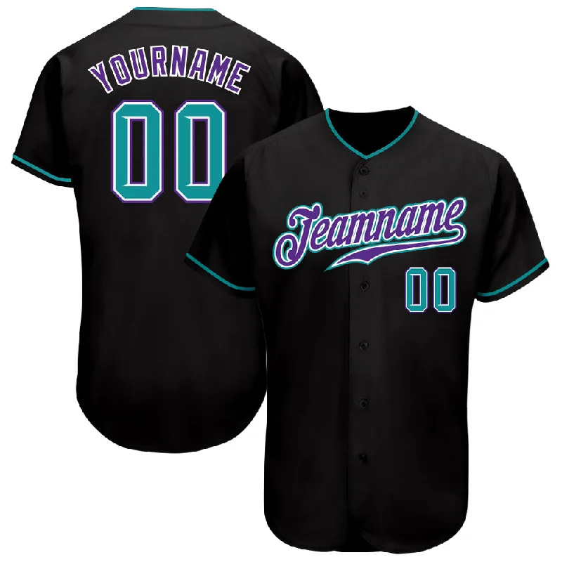 Baseball Jersey With Pastel Hues-Custom Black Teal-Purple Authentic Baseball Jersey