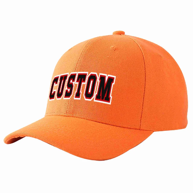 Retro Baseball Cap-Custom Orange Black-Red Curved Eaves Sport Baseball Cap Design for Men/Women/Youth