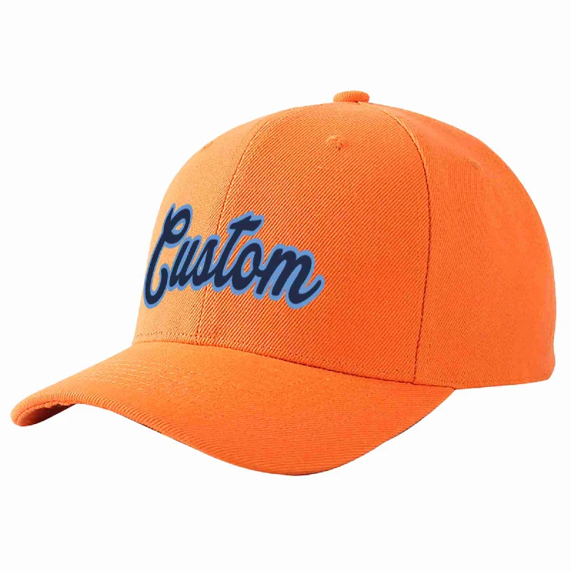 Yoga Baseball Cap-Custom Orange Navy-Light Blue Curved Eaves Sport Baseball Cap Design for Men/Women/Youth