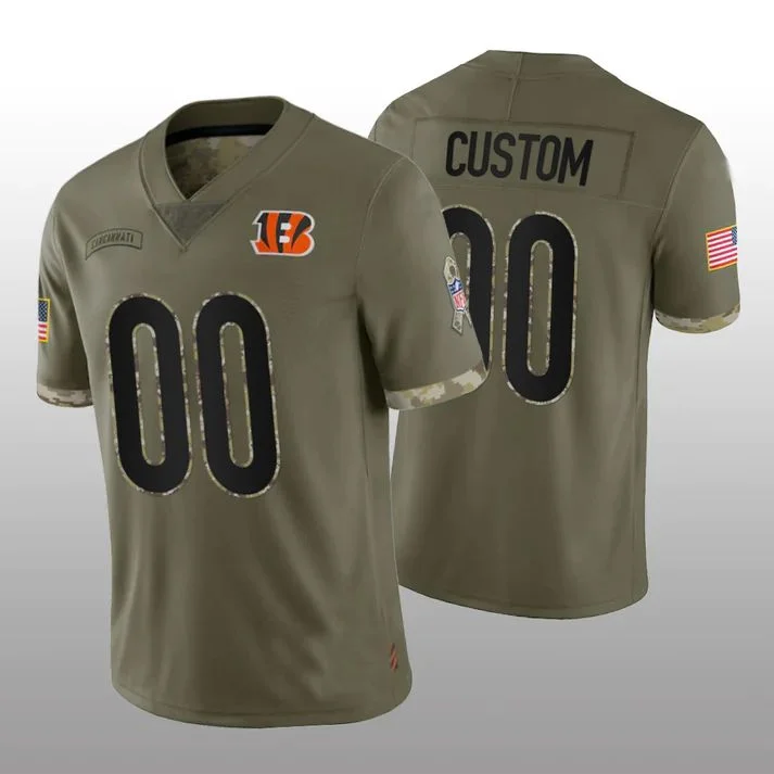 Football Jersey With Skateboard Aesthetic-Custom C.Bengals Olive 2022 Salute To Service Limited Jersey American Stitched Football Jerseys