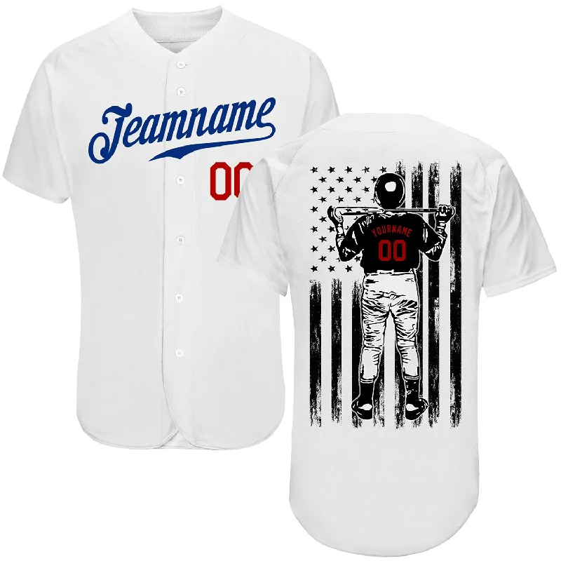 Baseball Jersey With Street Style Look-Custom White Royal-Red Authentic Baseball Jersey