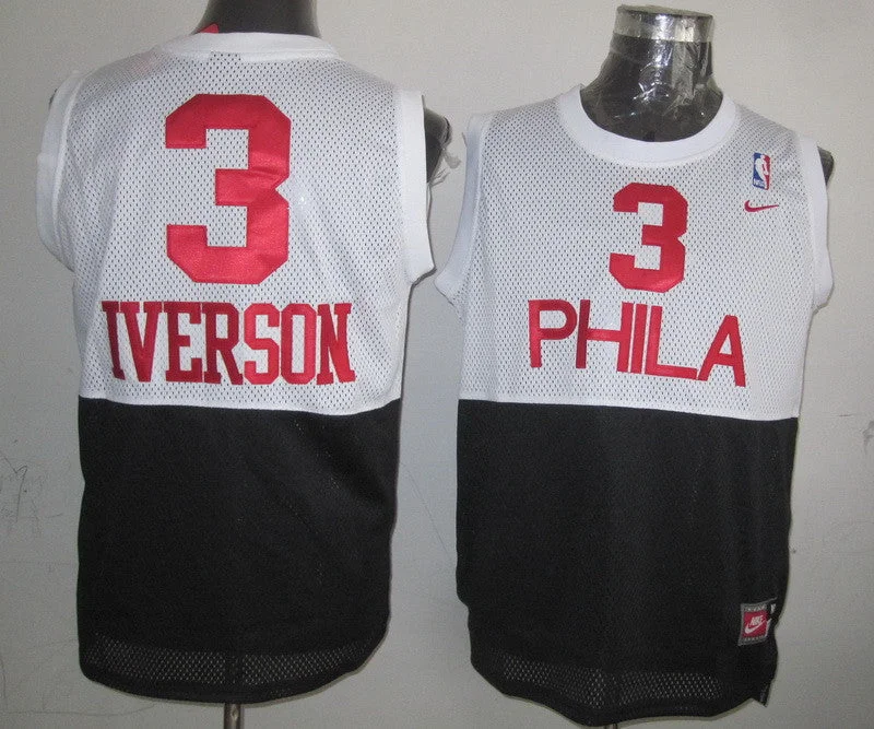 Basketball Jersey For Summer-76ers 3 Allen Iverson 95 Swingman white black Basketball Jerseys