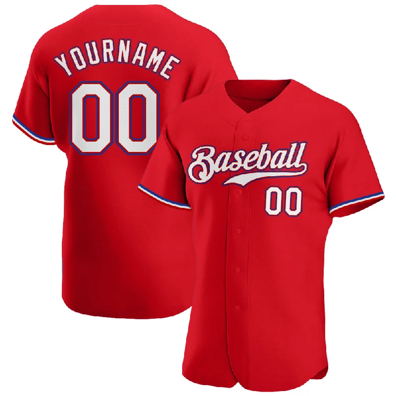 Baseball Jersey For Graduations-Custom Red White-Royal Authentic Baseball Jersey