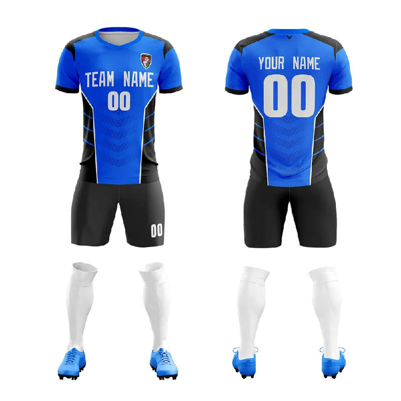 Football Jersey With Celebrity Collaboration-Custom Blue Black Soft Training Uniform Soccer Sets Jersey