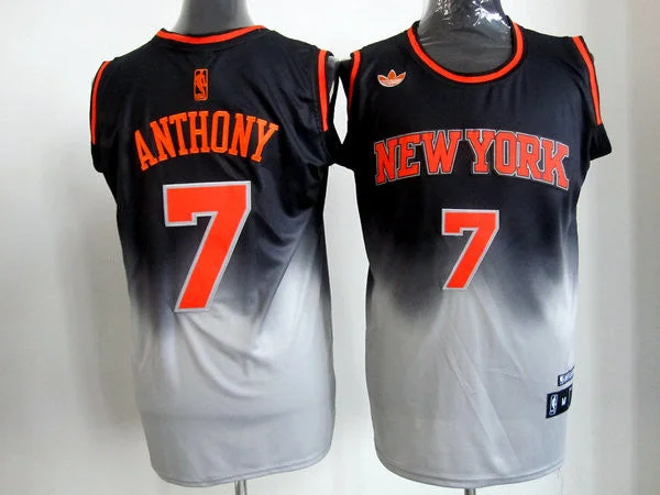 Training Basketball Jersey-Knicks 7 Anthony Black&Grey Basketball Jerseys