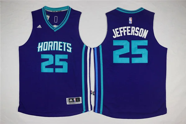 Basketball Jersey With Gradient Effect-Hornets 25 Al Jefferson Purple Swingman Basketball Jersey