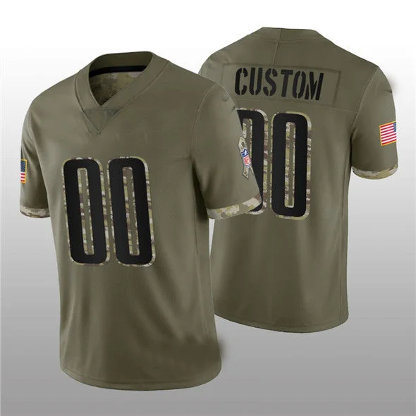 Football Jersey With Hand-Drawn Illustrations-Custom P.Eagles Football Jerseys ACTIVE PLAYER 2022 Olive Salute To Service Limited Stitched Jersey