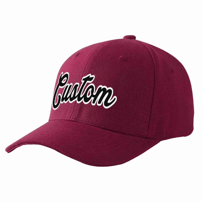 Snapback Baseball Cap-Custom Red Wine Black-White Curved Eaves Sport Baseball Cap Design for Men/Women/Youth