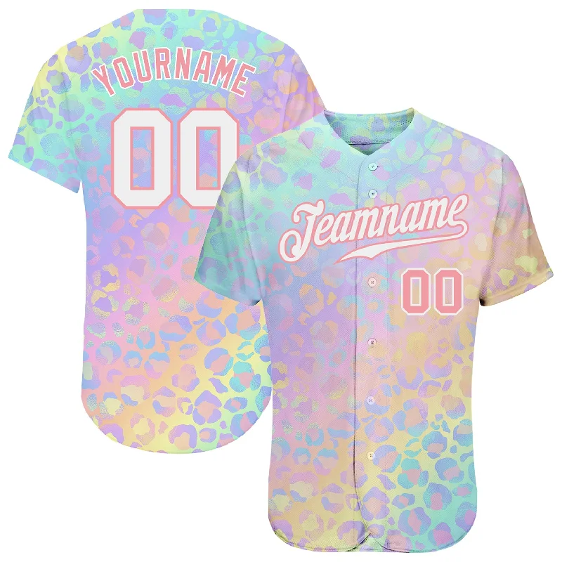 Baseball Jersey With Fashion-Forward Appeal-Custom White White-Medium Pink 3D Pattern Design Leopard Authentic Baseball Jersey