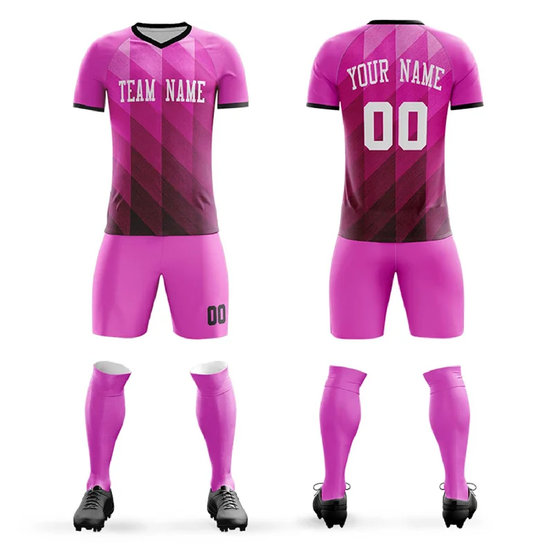 Football Jersey With Celebrity Signature-Custom Pink White Outdoor Soccer Sets Jersey