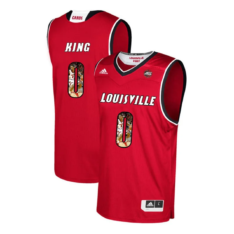 Basketball Jersey With 80s Throwback-Louisville Cardinals 0 Diamond King Red With Portrait Print College Basketball Basketball Jersey