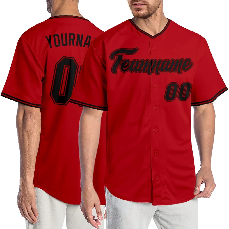 Official Baseball Jersey-Custom Red Black-Red Authentic Baseball Jersey