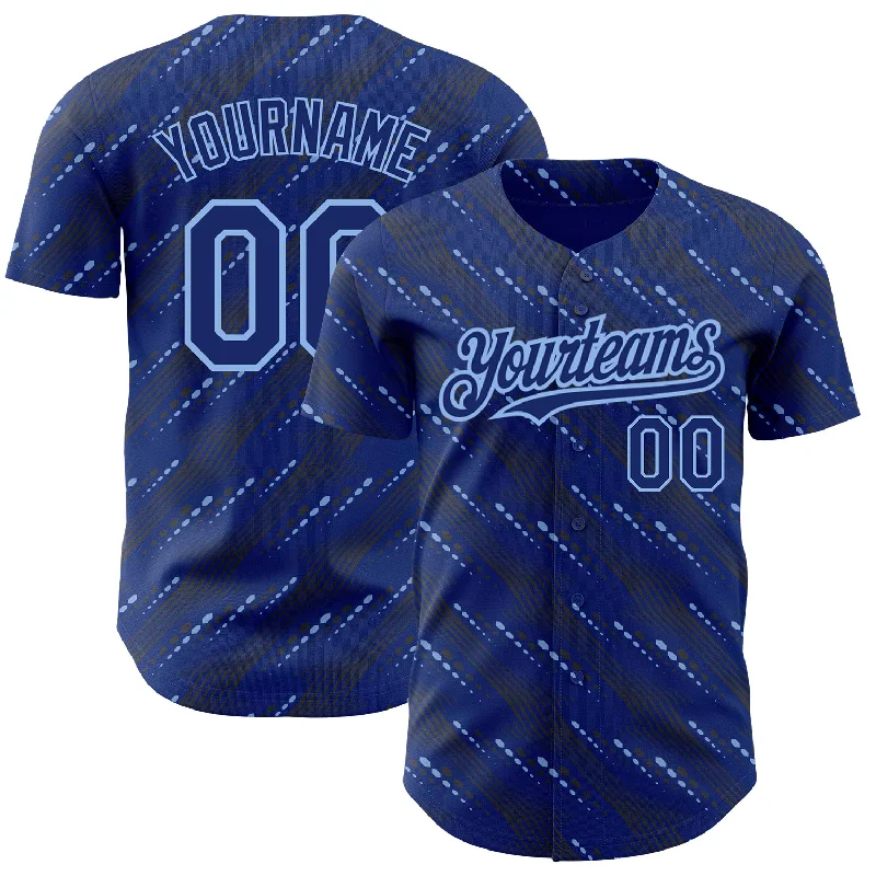 Hall Of Fame Baseball Jersey-Custom Royal Light Blue 3D Pattern Design Slant Lines Authentic Baseball Jersey