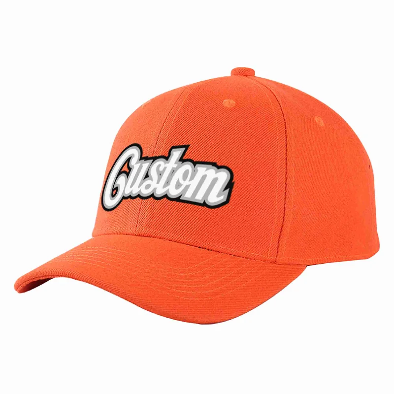 Neon Baseball Cap-Custom Tangerine White-Gray Curved Eaves Sport Baseball Cap Design for Men/Women/Youth