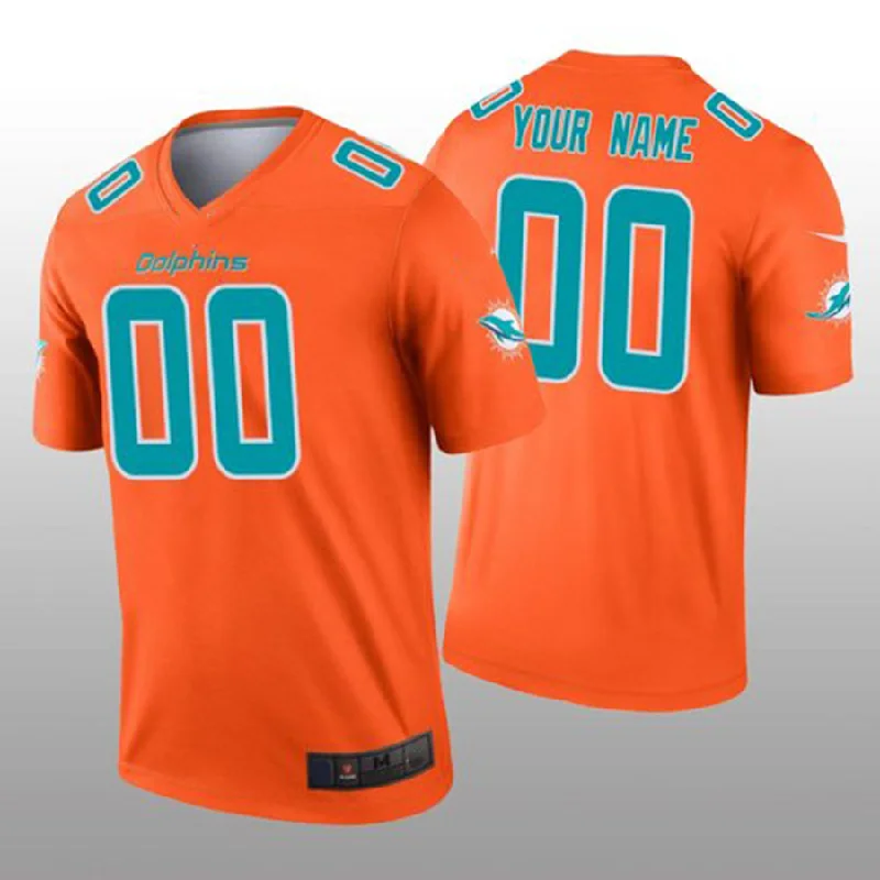 Football Jersey With Camo Print-Custom M.Dolphins Orange Inverted Legend Jersey American Stitched Football Jerseys