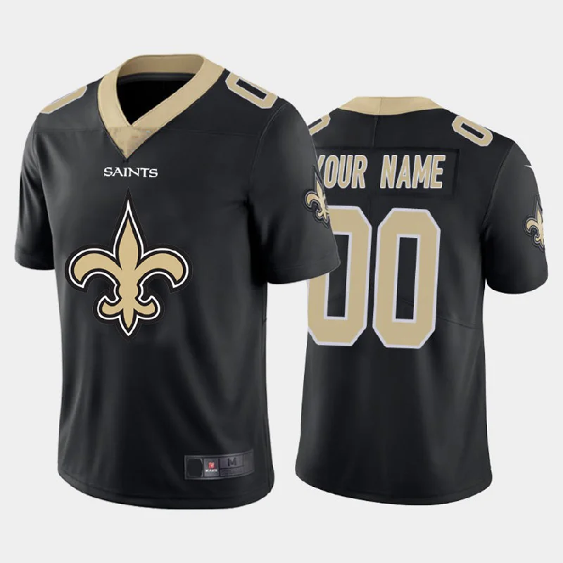 Football Jersey With Cartoonish Artwork-Custom NO.Saints Black Team Big Logo Vapor Untouchable Limited Jersey American Jerseys Stitched Jersey Football Jerseys