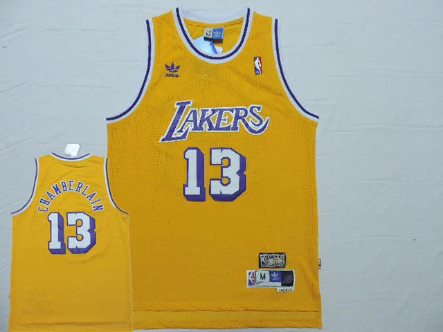 Basketball Jersey For Summer-Lakers 13 Wilt Chamberlain Yellow Hardwood Classics Basketball Jersey