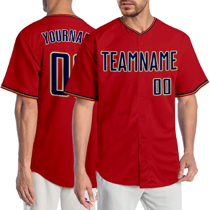 Limited Edition Baseball Jersey-Custom Red Navy-Old Gold Authentic Baseball Jersey