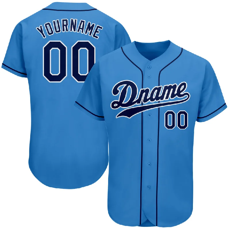 Baseball Jersey For Birthdays-Custom Powder Blue Navy-White Authentic Baseball Jersey