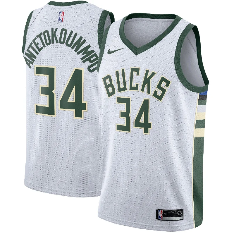 Basketball Jersey With Hip-Hop Style-Bucks 34 Giannis Antetokounmpo White Swingman Basketball Jersey