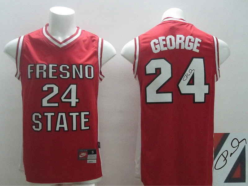 Pro Basketball Jersey-Fresno State 24 George Red Signature Edition College Basketball Jerseys