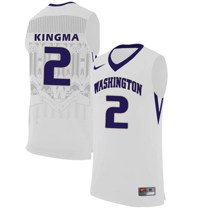 Basketball Jersey With Patches-Washington Huskies 2 Dan Kingma White College Basketball Basketball Jersey