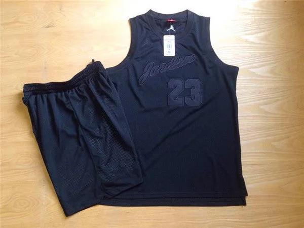 Basketball Jersey With Designer Label-Bulls 23 Michael Jordan Black Commemorative Edition Basketball Jersey(With Shorts)