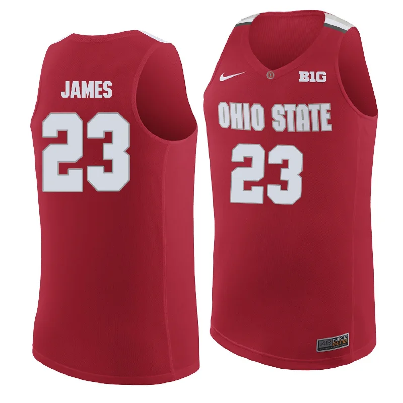 Basketball Jersey With Exclusive Prints-Ohio State Buckeyes 23 Lebron James Red College Basketball Basketball Jersey