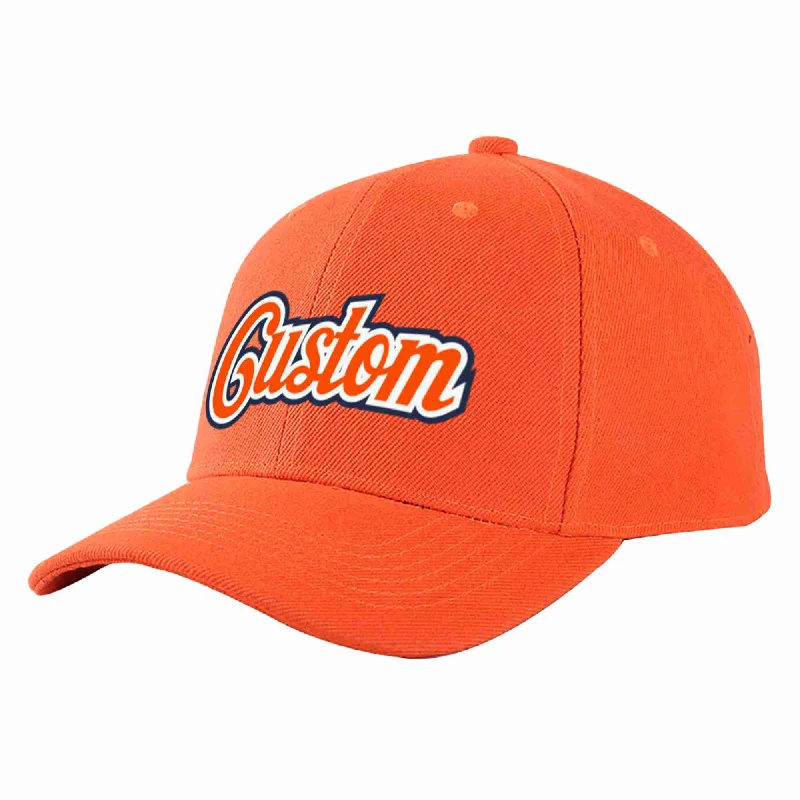 Gold Baseball Cap-Custom Tangerine Orange-White Curved Eaves Sport Baseball Cap Design for Men/Women/Youth