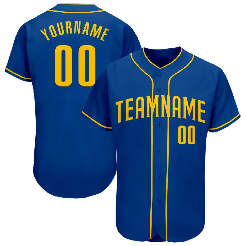 Baseball Jersey For Tournaments-Custom Royal Gold Authentic Baseball Jersey