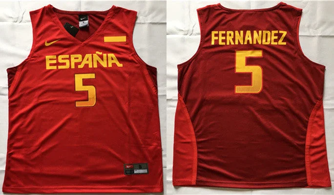 Basketball Jersey With Exceptional Craftsmanship-Spain Basketball 5 Rudy Hernandez Red Rio Elite Stitched Basketball Jersey